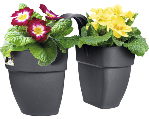 Bloembak elho Vibia Campana Flower Twin 21 kunststof 21 x 38,4 x 26,5 cm antraciet