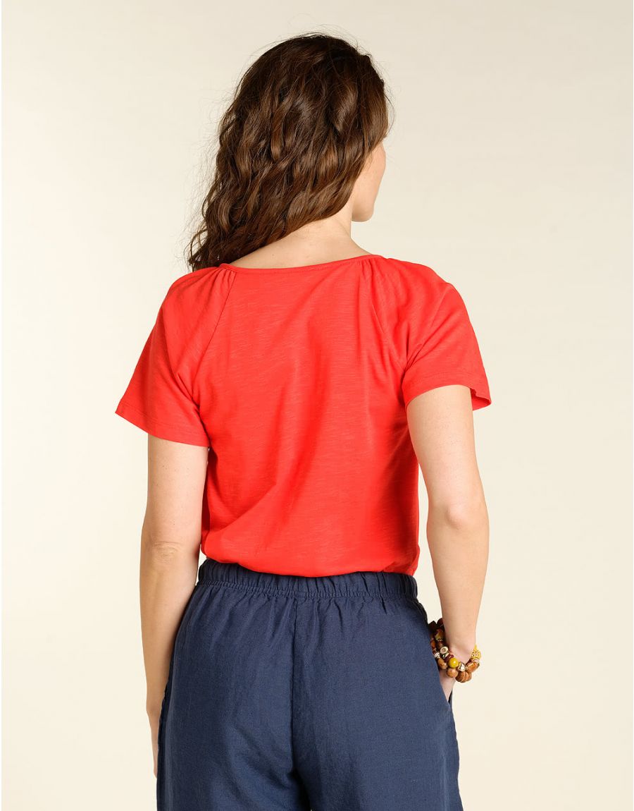 Top rouge plastron coton