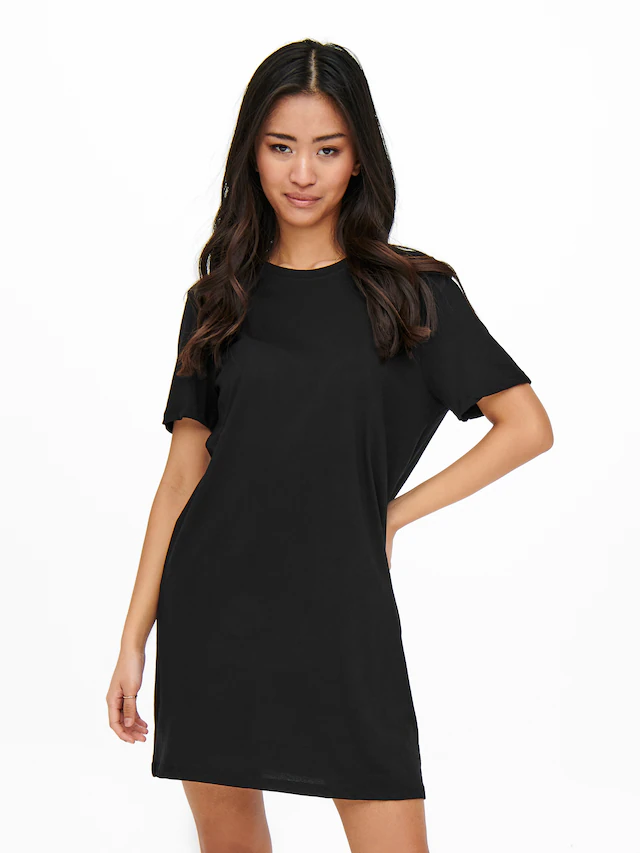 ONLY Shirtkleid »ONLMAY – Shirtkleid mit elastischem Material für Alltag« regular fit, casual, Jersey, Baumwolle, Rundhals