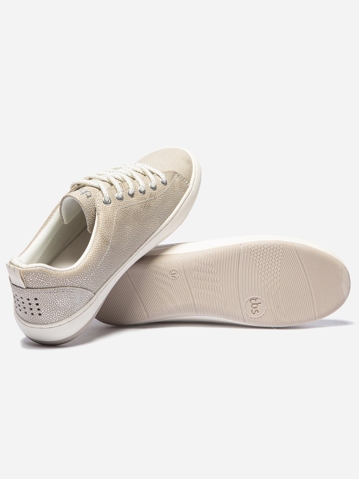 Baskets Femme Confort Cuir Beige