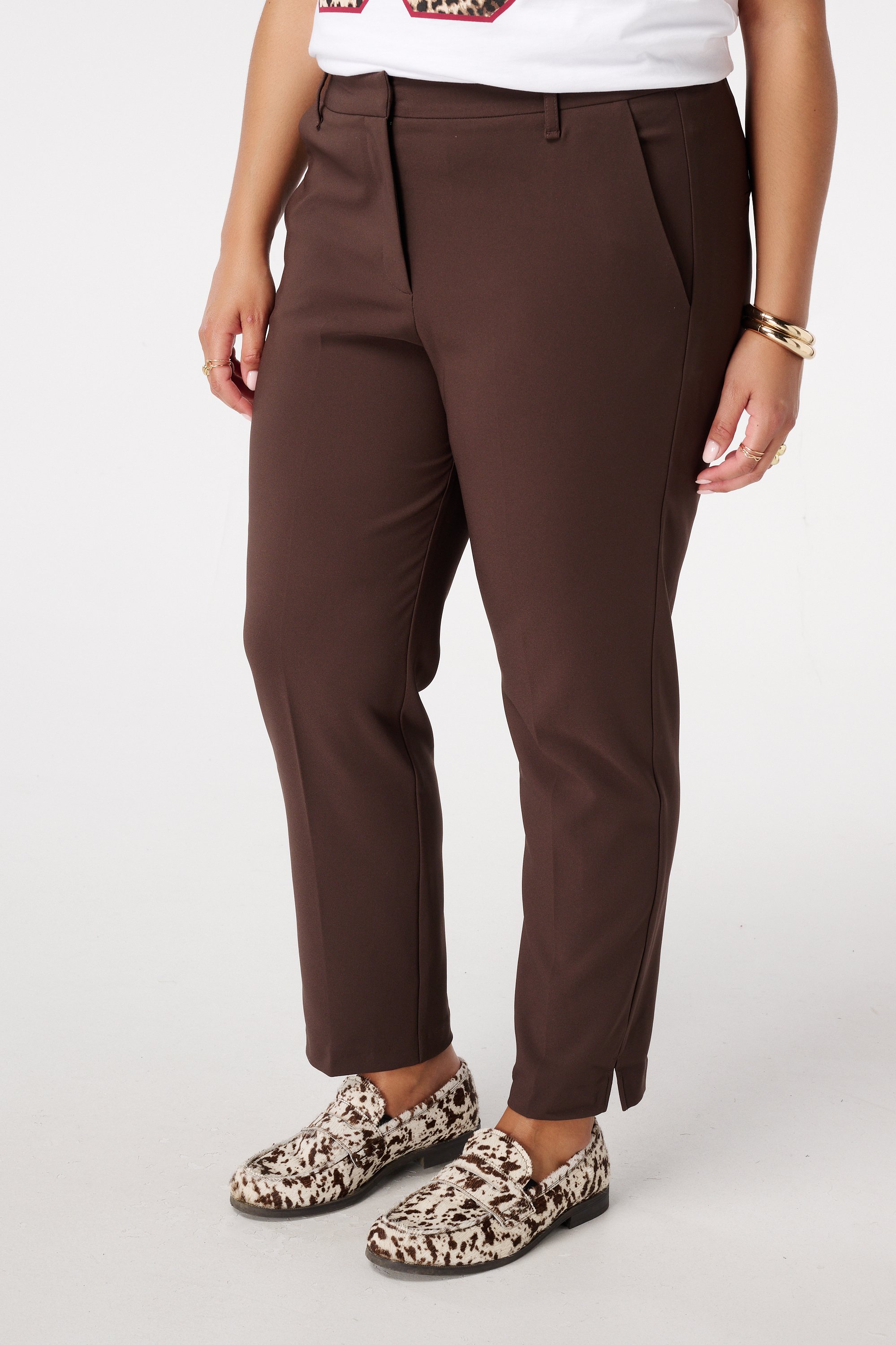 Straight leg pantalon Donker bruin