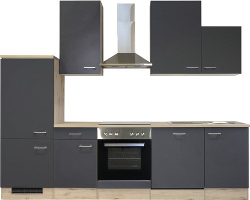 Flex Well keukenblok met apparatuur Tiago 280 cm basaltgrijs mat gedemonteerd omkeerbaar 00011843