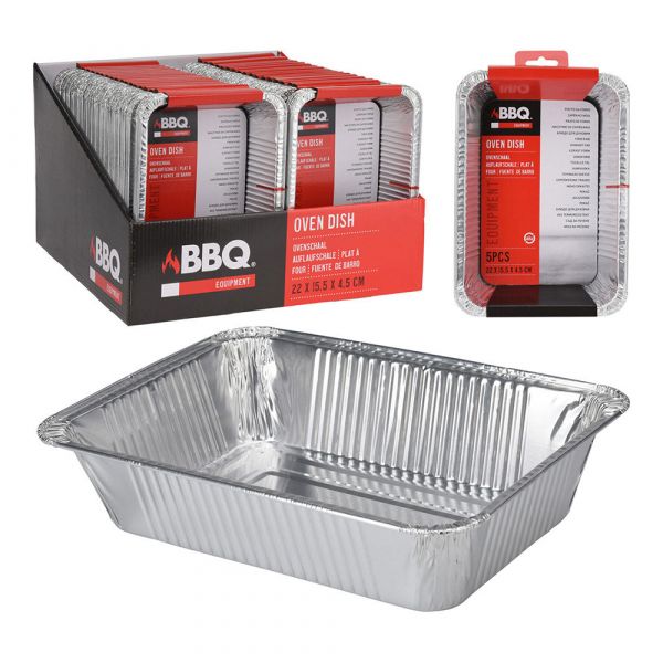 BBQ Collection Bandeja em Alumínio Preto Conjunto de 4 Unidades 22 x 15,5 x 4,5 cm
