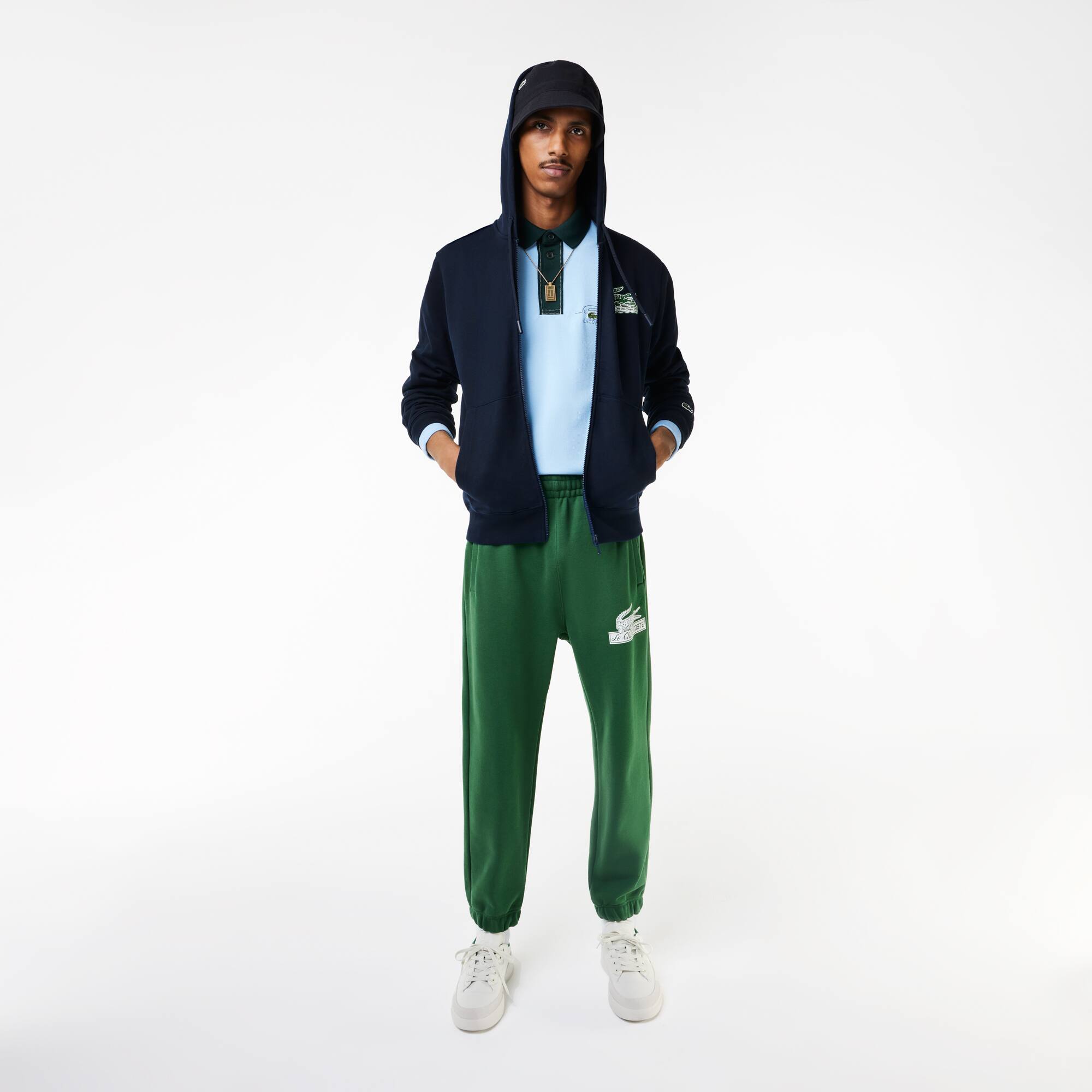 Sweatshirt zippé homme Lacoste à capuche en molleton Sweatshirts - Bleu - Lacoste - Homme