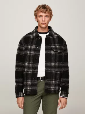 Jaqueta Slim Fit com Bolso e Aba Xadrez