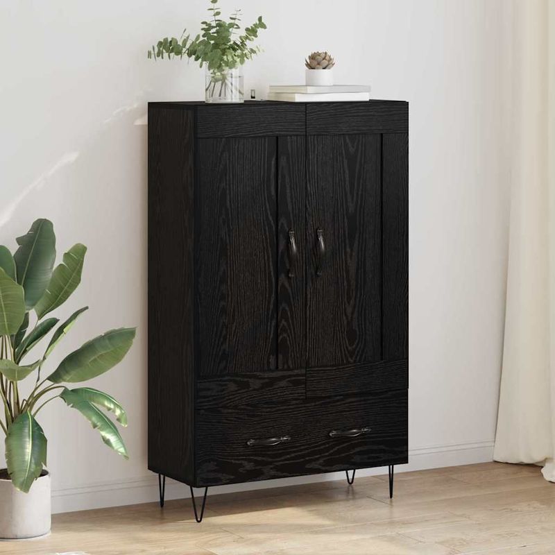 vidaXL Highboard met lade Zwart Eiken 69,5 x 31 x 115 cm Bewerkt hout