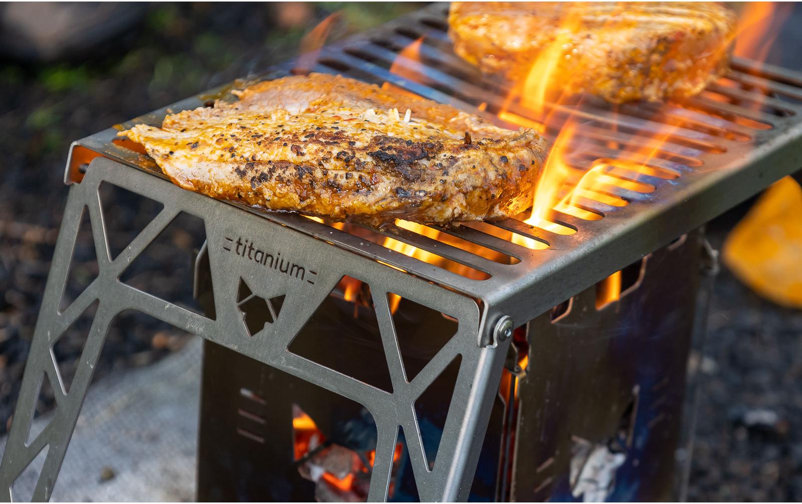 Klapprost zu Hobo Premium, TitanKlappbarer Grillrost für den Hobo Premium Campingkocher