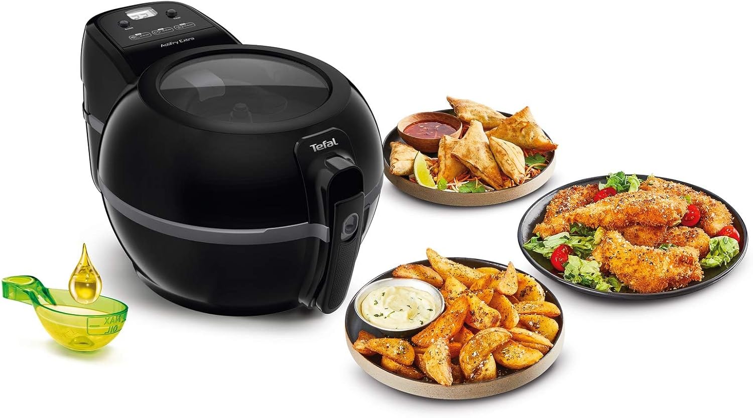 Tefal ActiFry Extra Heißluftfritteuse, AirFryer mit Rührarm, kein Schütteln, 1550 W, 1,2 kg für 6 Personen, High Speed Airflow, Timer, ‎energiesparend, gesunde Fritteuse ohne Öl, Schwarz, FZ7228