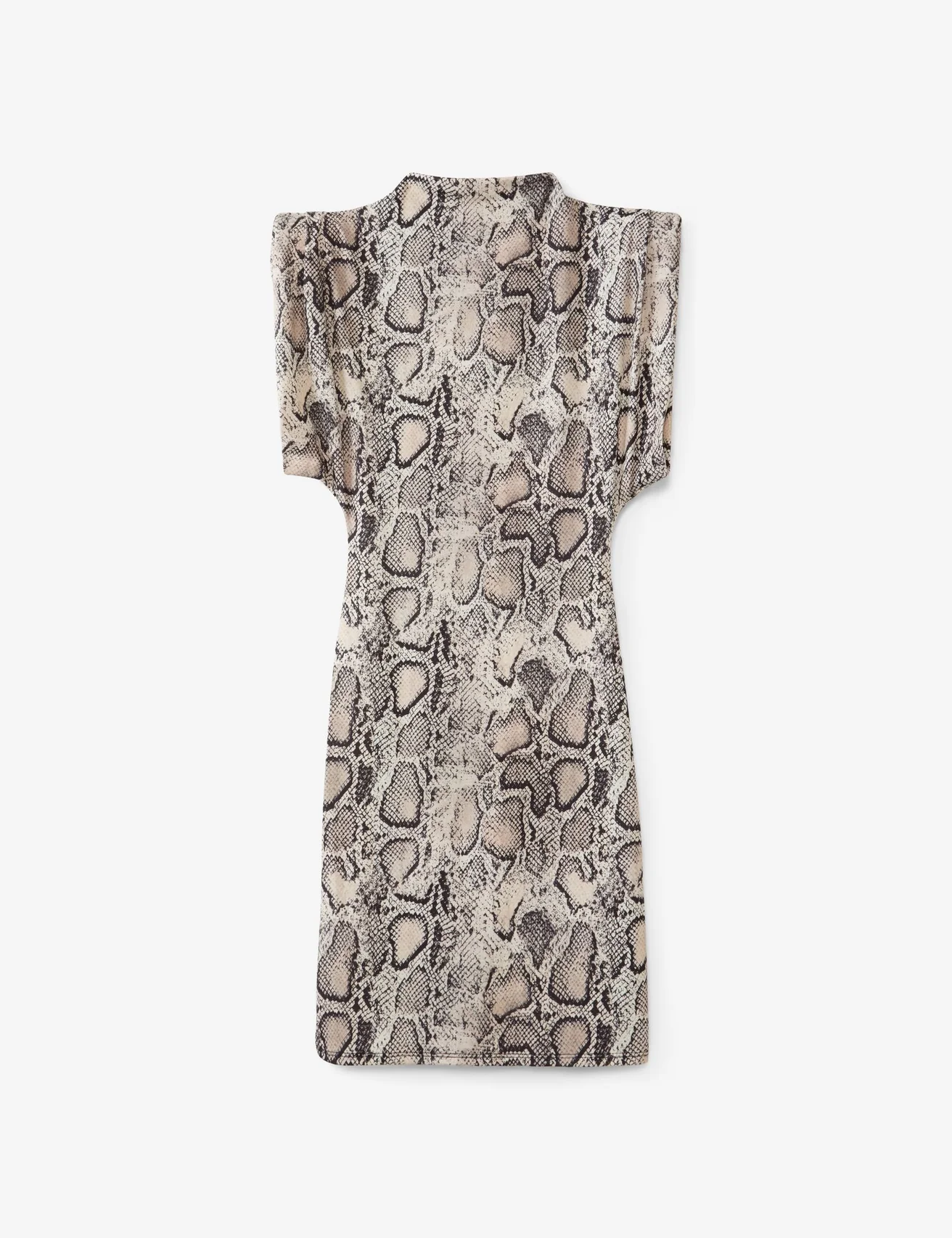 Robe mi-longue à épaulettes motif python crème
