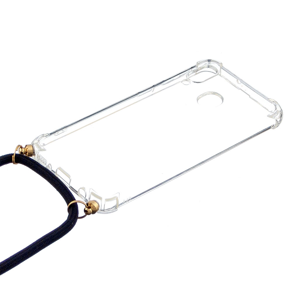 Samsung Galaxy A40 Necklace Gummi Hülle Air Cushion Fallschutz   Handykette (150cm) - Schwarz / Gold