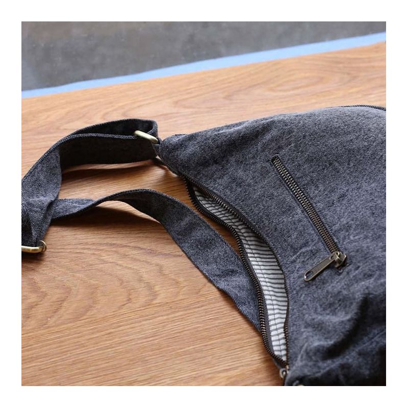 Sac banane Andréa 32 cm Denim Gris