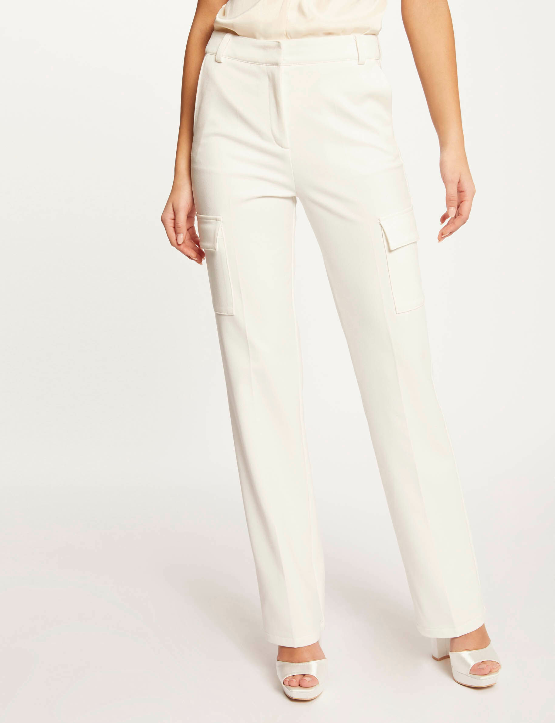 Pantalon droit avec poches latérales ecru femme - ecru