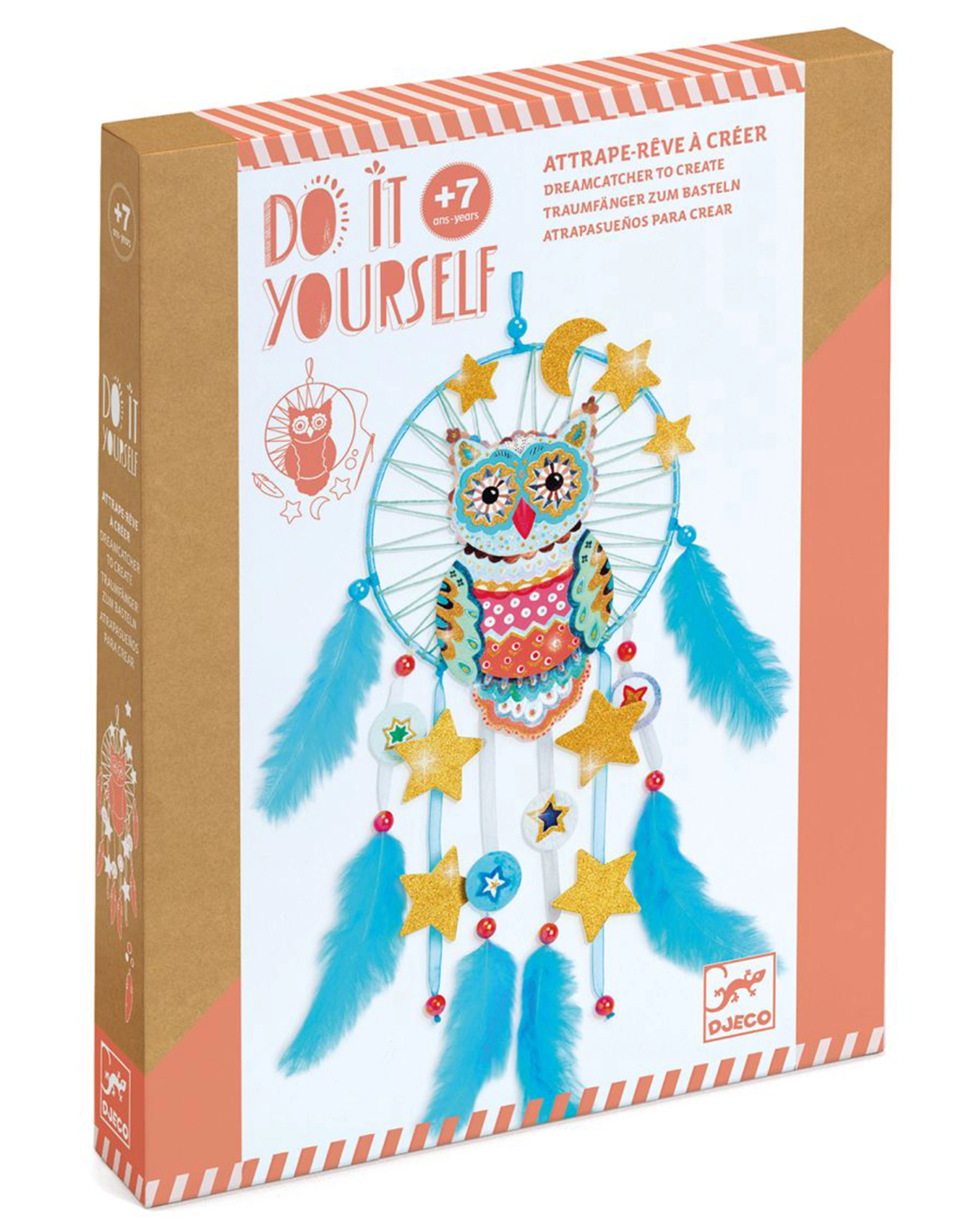 Traumfänger-Bastelset DO IT YOURSELF – GOLDENE EULE in türkis/gold
