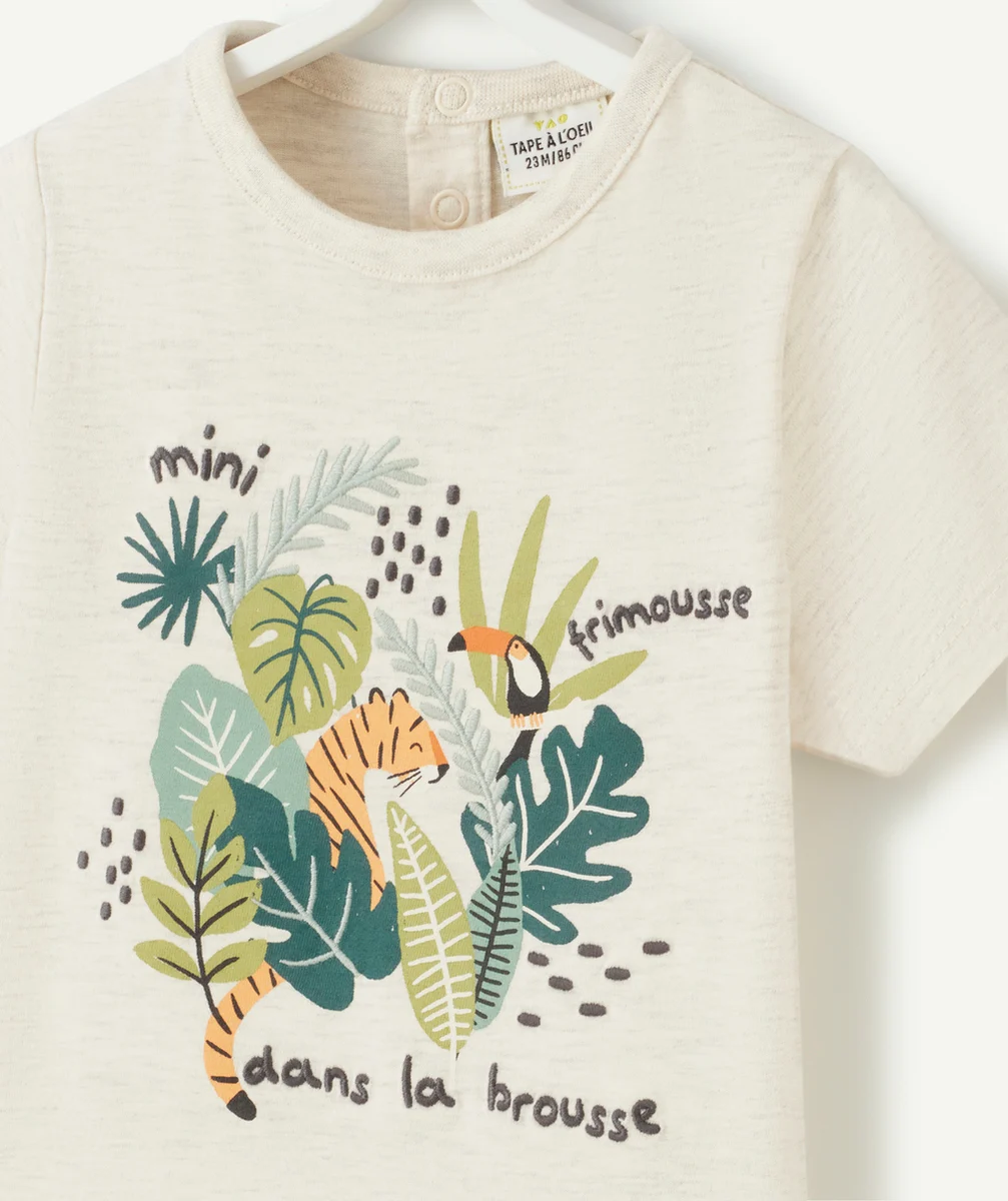 T-SHIRT BÉBÉ GARÇON EN FIBRES RECYCLÉES ÉCRU AVEC ANIMATION