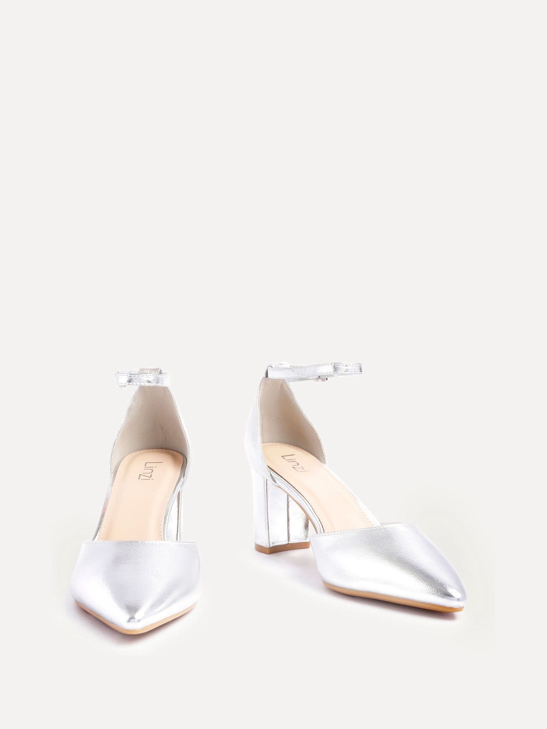 Zilver - Linzi Leona pumps met blokhak en dichte hiel