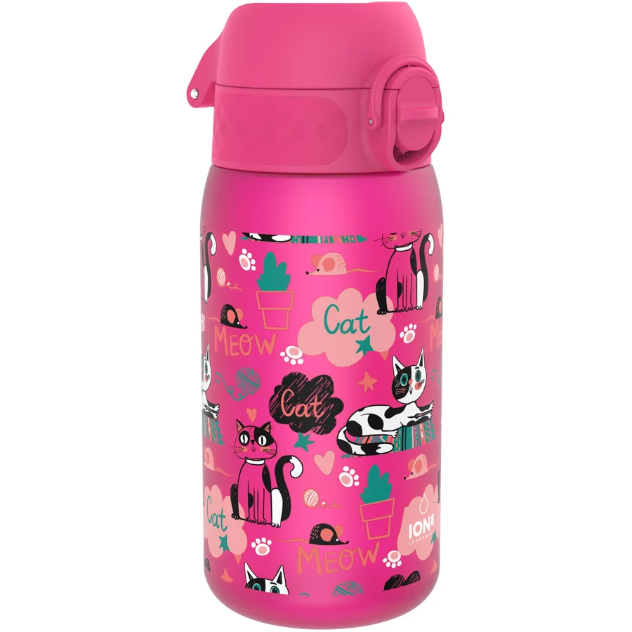 ion8 Kindertrinkflasche auslaufsicher 350 ml Katzen  pink
