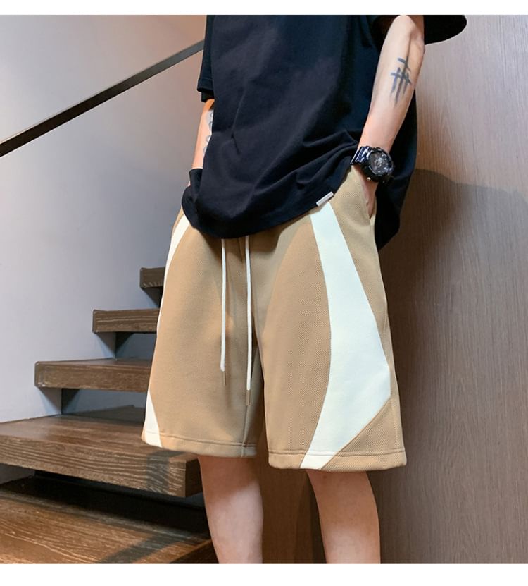 Stone Leo - Tweekleurige shorts met trekkoordtaille
