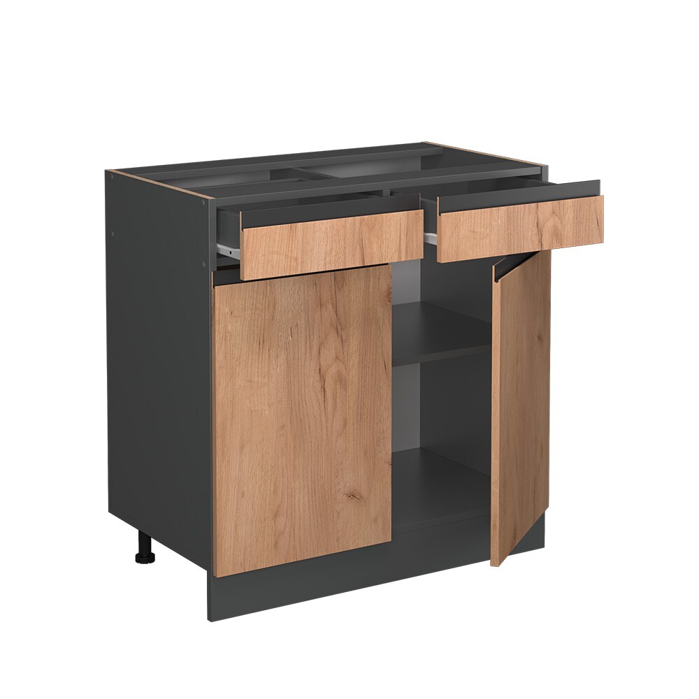 Vicco Schubunterschrank Küchenschrank Küchenmöbel R-Line J-Shape Anthrazit Eiche 80 cm modern