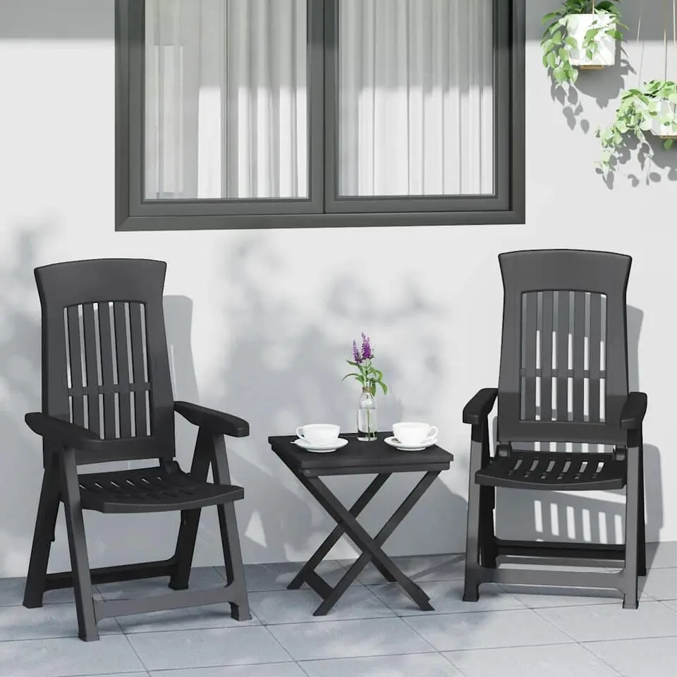 vidaXL - Verstelbare Tuinstoelen - Antraciet - Polypropyleen - 2 stuks