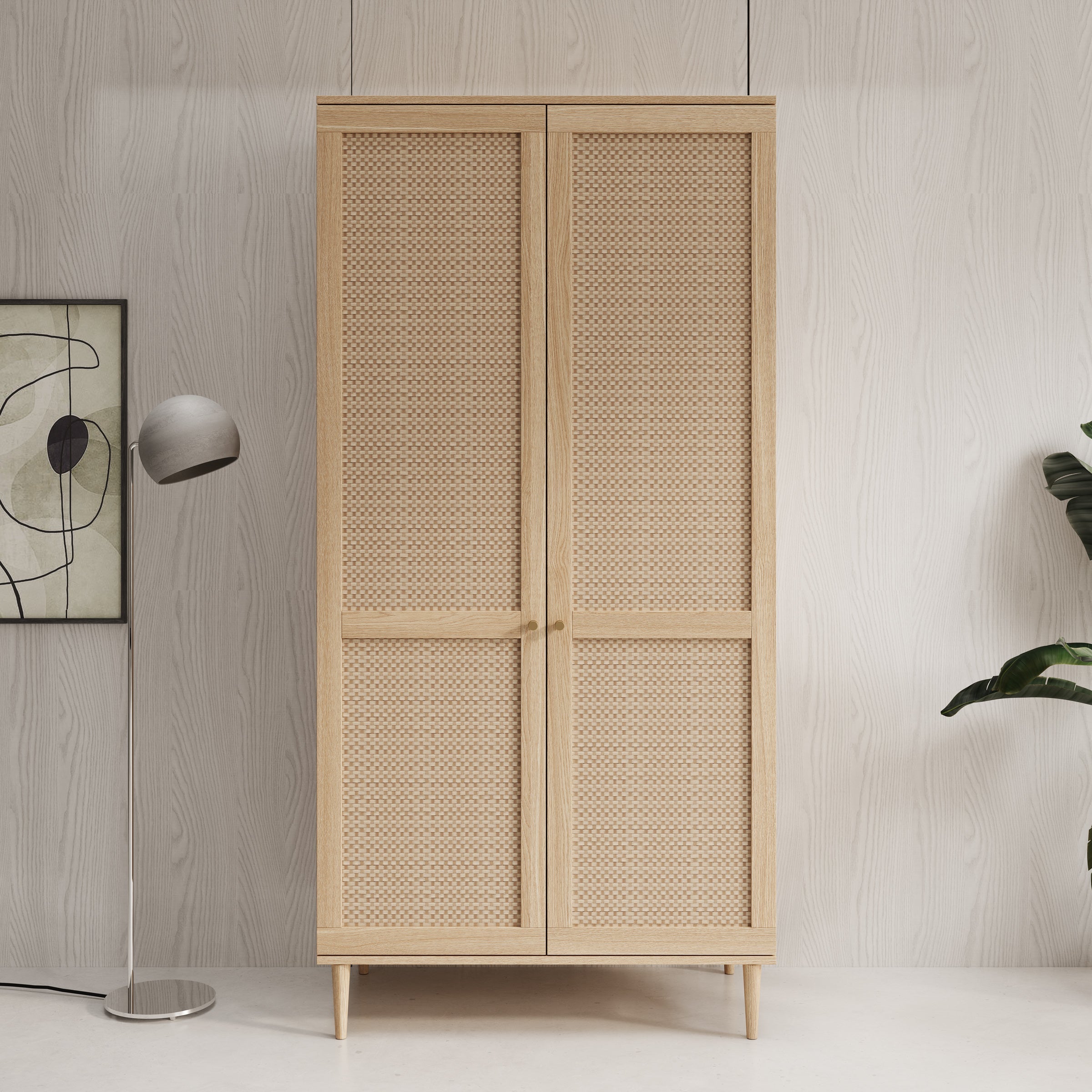 Meubella - Crimson - Kledingkast 2-deurs - Eiken - 110x52x208 cm