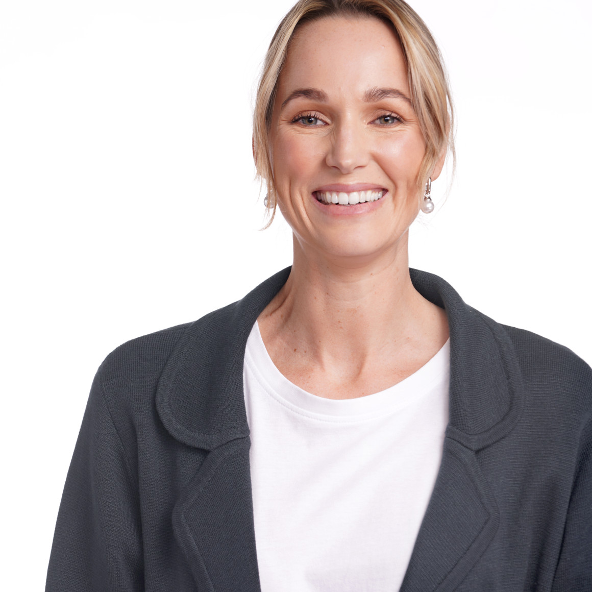Gina Benotti Damen Strickblazer mit Reverskragen blau