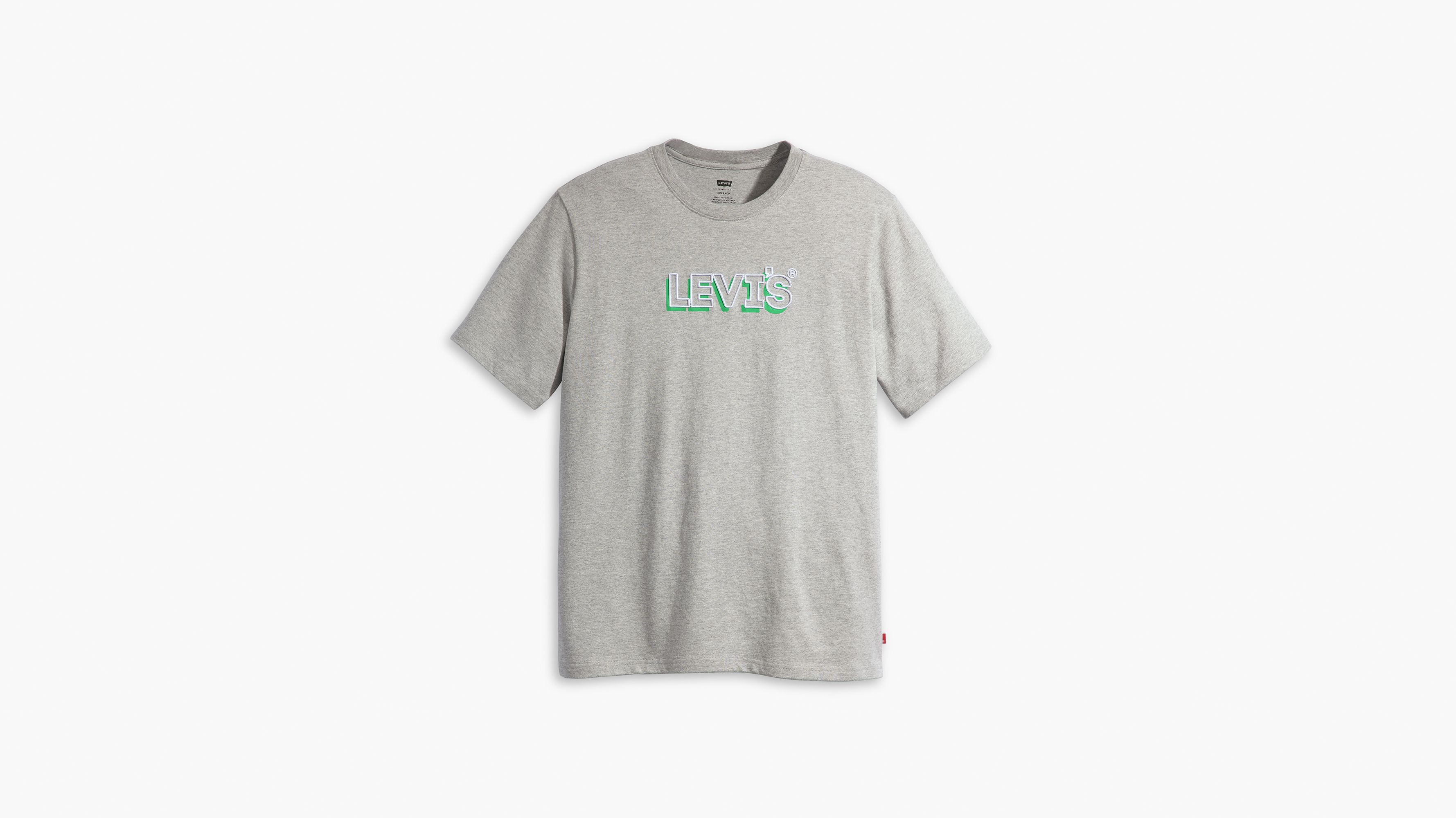 T-shirt graphique Relaxed - Headline Drop Shadow Midtone Heather Gray - Gris