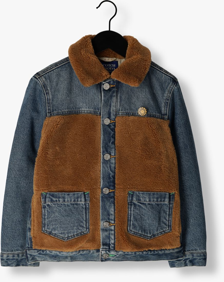 SCOTCH & SODA donkerblauwe scotch & soda jack teddy lined denim trucker jacket
