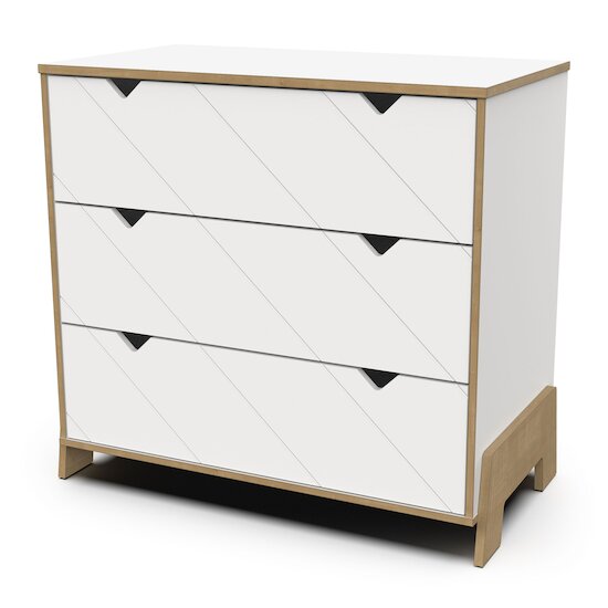 Albizia Commode 3 tiroirs   Blanc / chêne        de               CBA Meubles