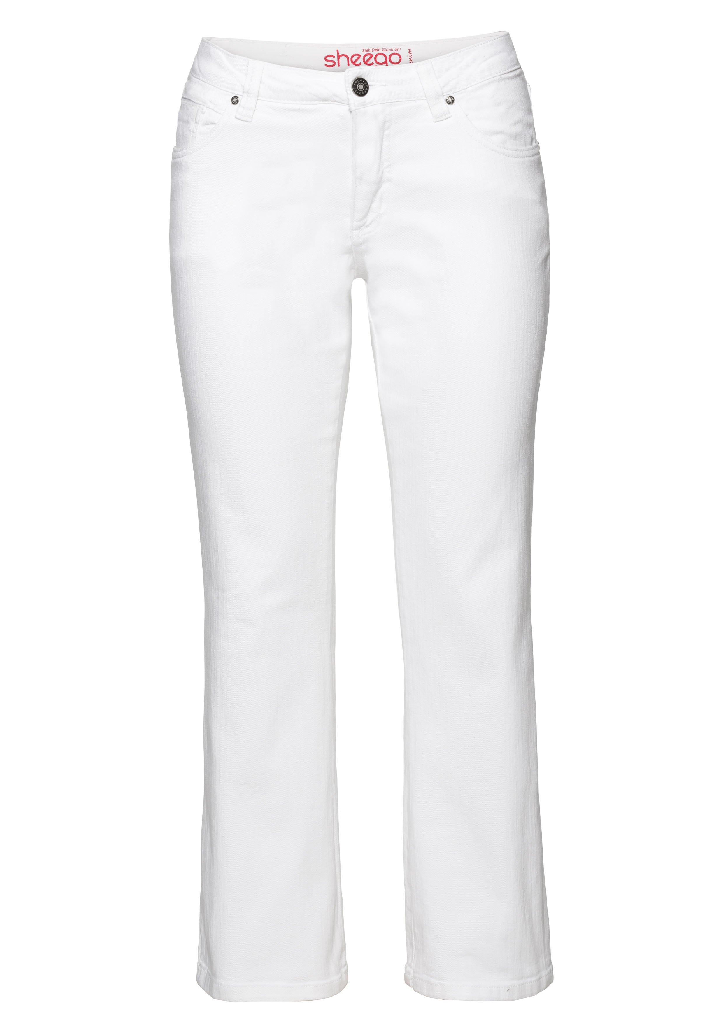 Bootcut-Jeans in 5-Pocket-Form, mit Used-Effekten