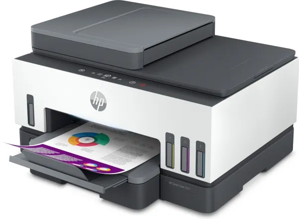 HP Smart Tank 7605 All-in-One - Multifunktionsprinter - farve - blækprinter - kan genopfyldes - Letter A (216 x 279 mm)/A4 (210 x 297 mm) (original) - A4/Legal (medie) - op til 13 spm (kopiering) - op til 15 spm (udskriver) - 250 ark - USB 2.0, Wi-Fi