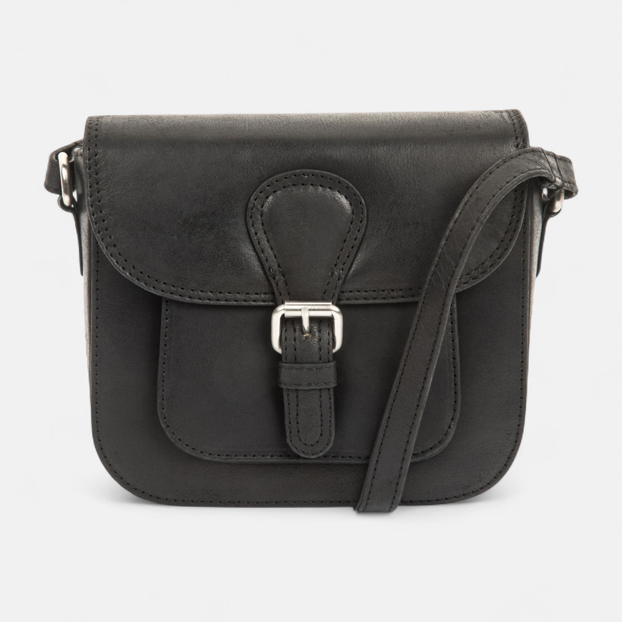 Sac bandoulière en cuir noir