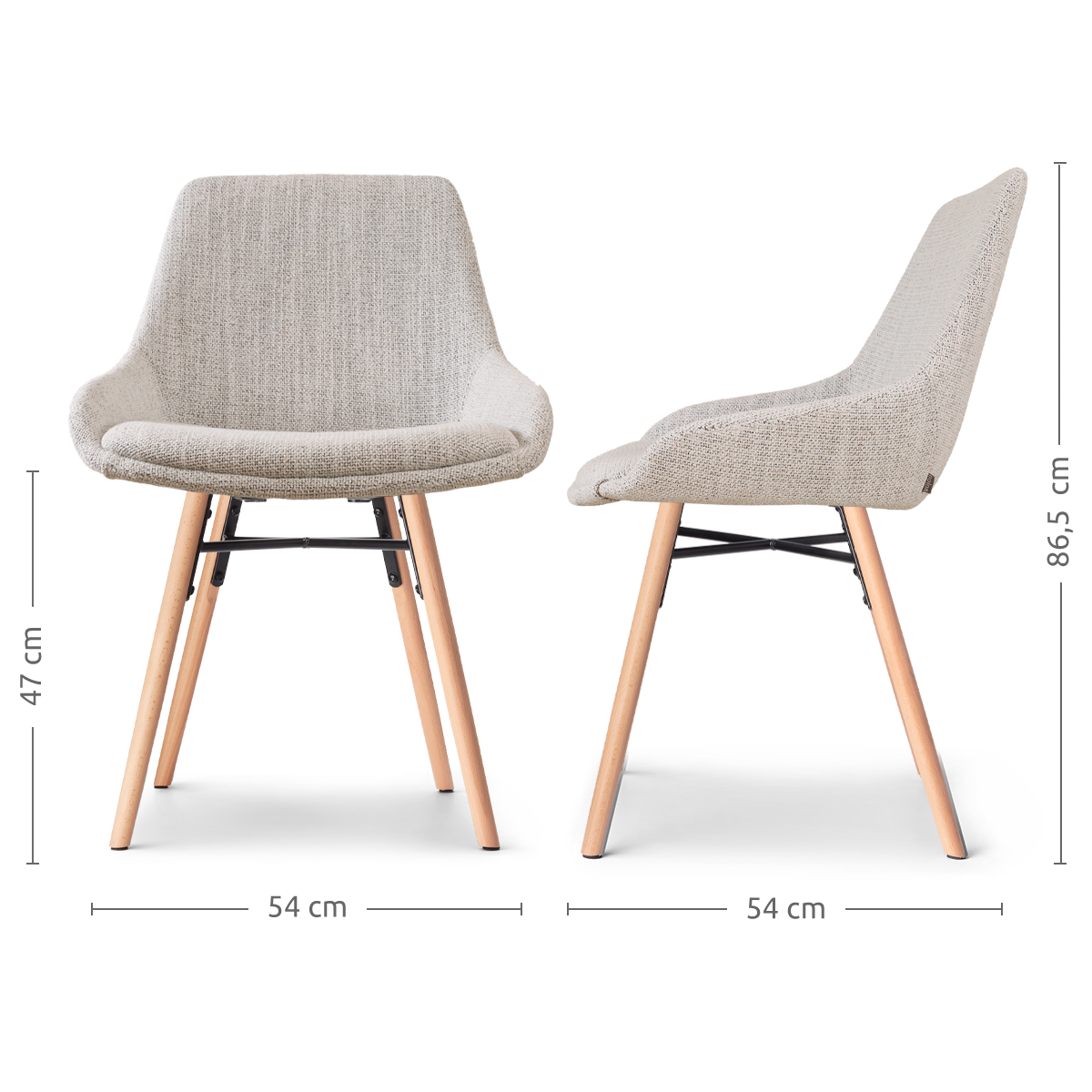 Eetkamerstoel Nena-Isa grijs beige gemêleerd - naturel