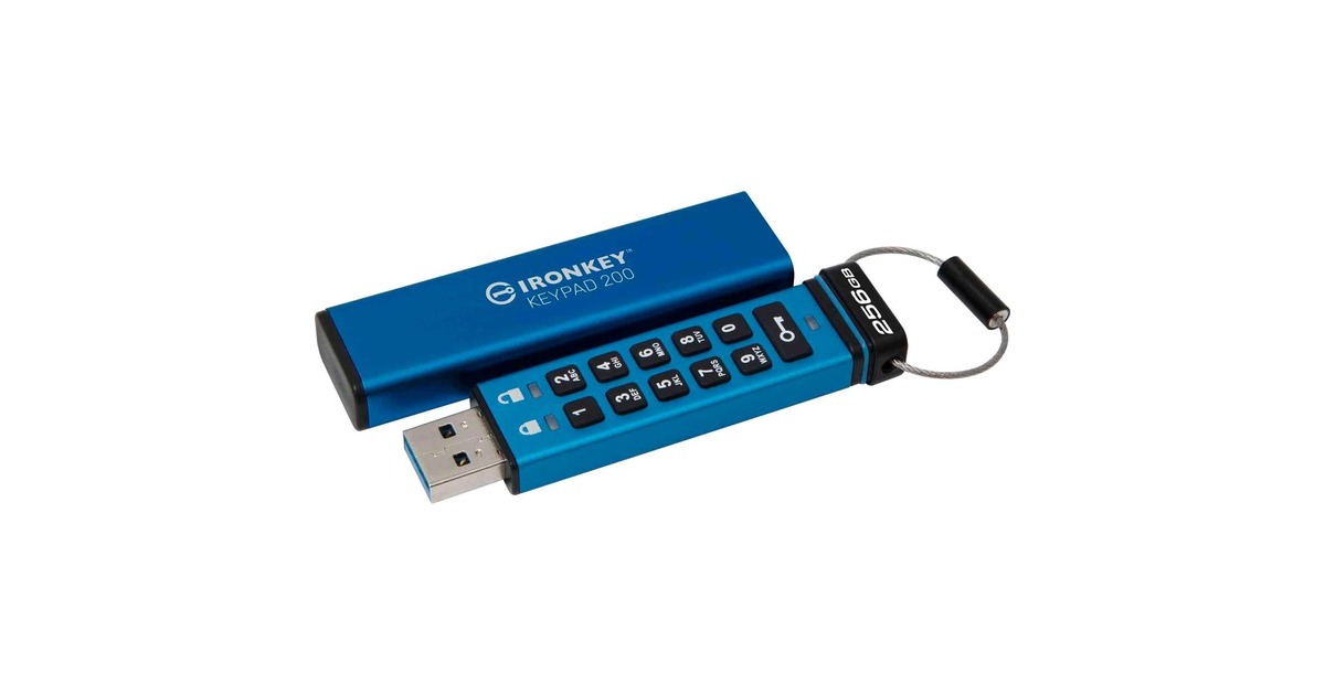 KingstonIronKey Keypad 200 256 GB usb-stick  (Blauw, USB-A 3.2 Gen 1)
