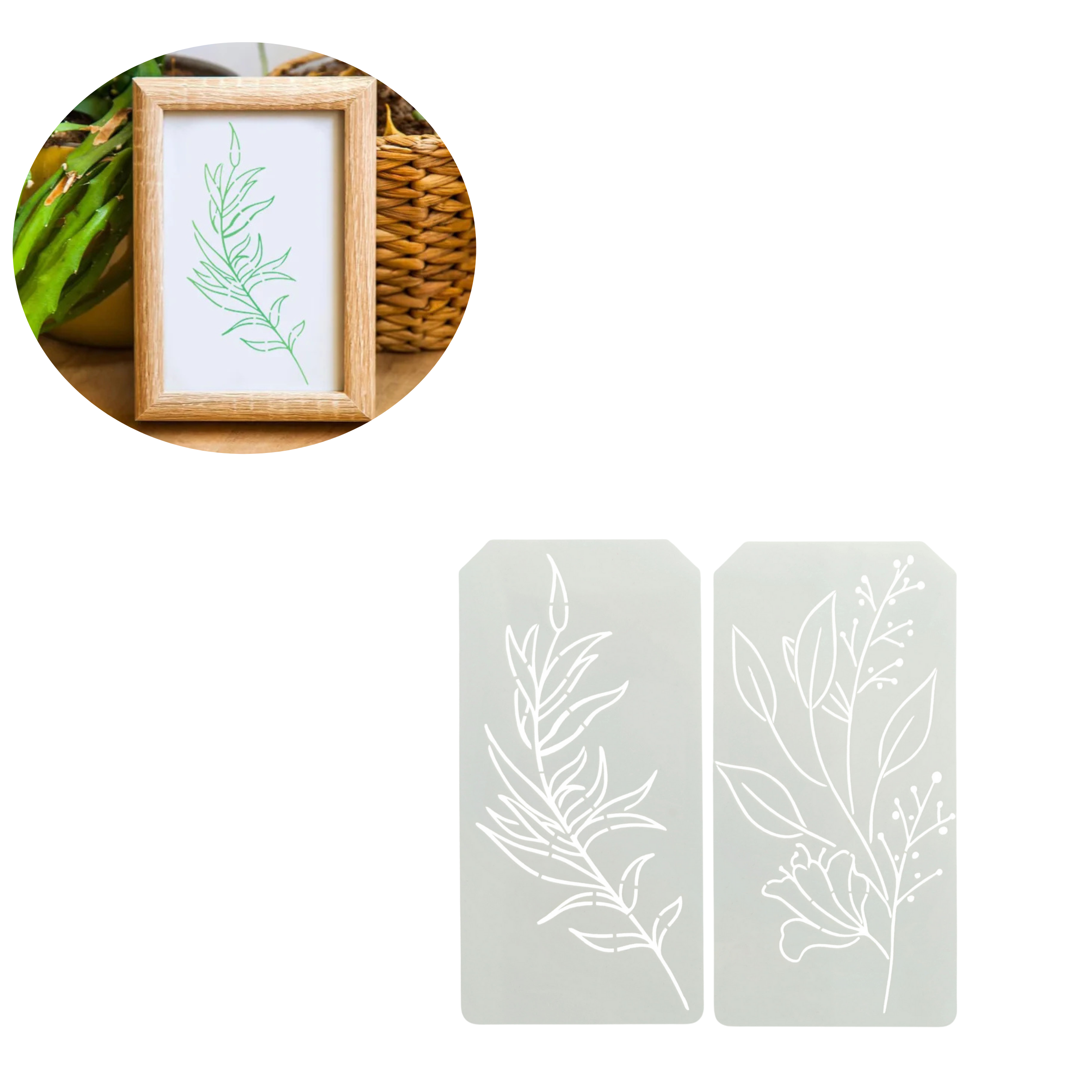 (12er Set) 25x12.5cm Zeichen Schablonen Wiederverwendbare DIY Mal Vorlagen - Pflanzen
