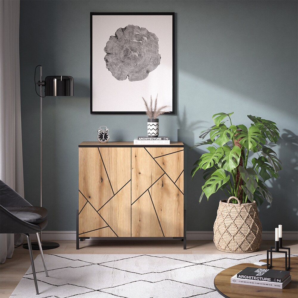 Vicco Kommode Hatto, Eiche Evoke, 84 x 80,1 cm, mit 2 Türen, Wohnzimmer, Schlafzimmer
