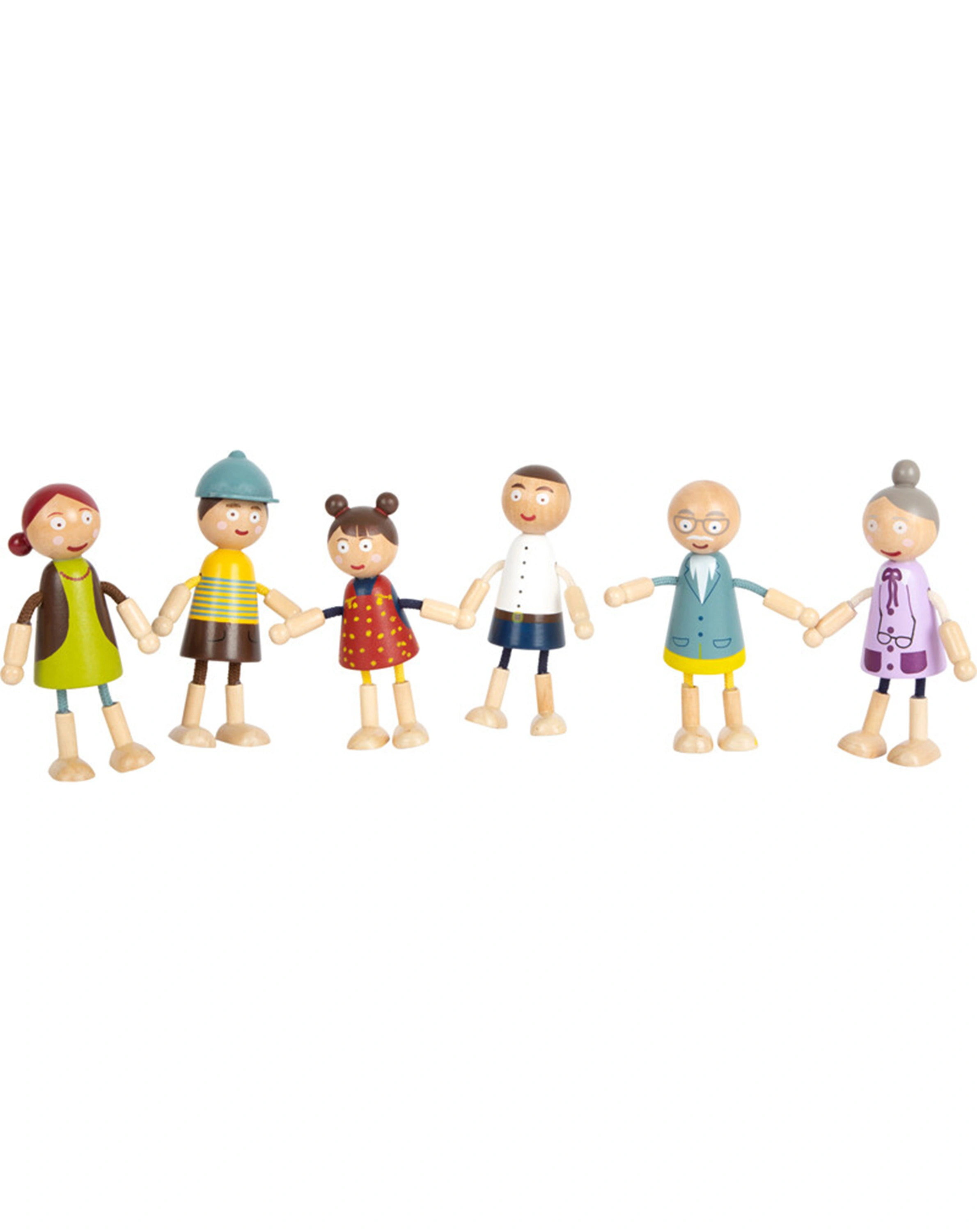 Biegepuppen FAMILIE 6-teilig aus Holz