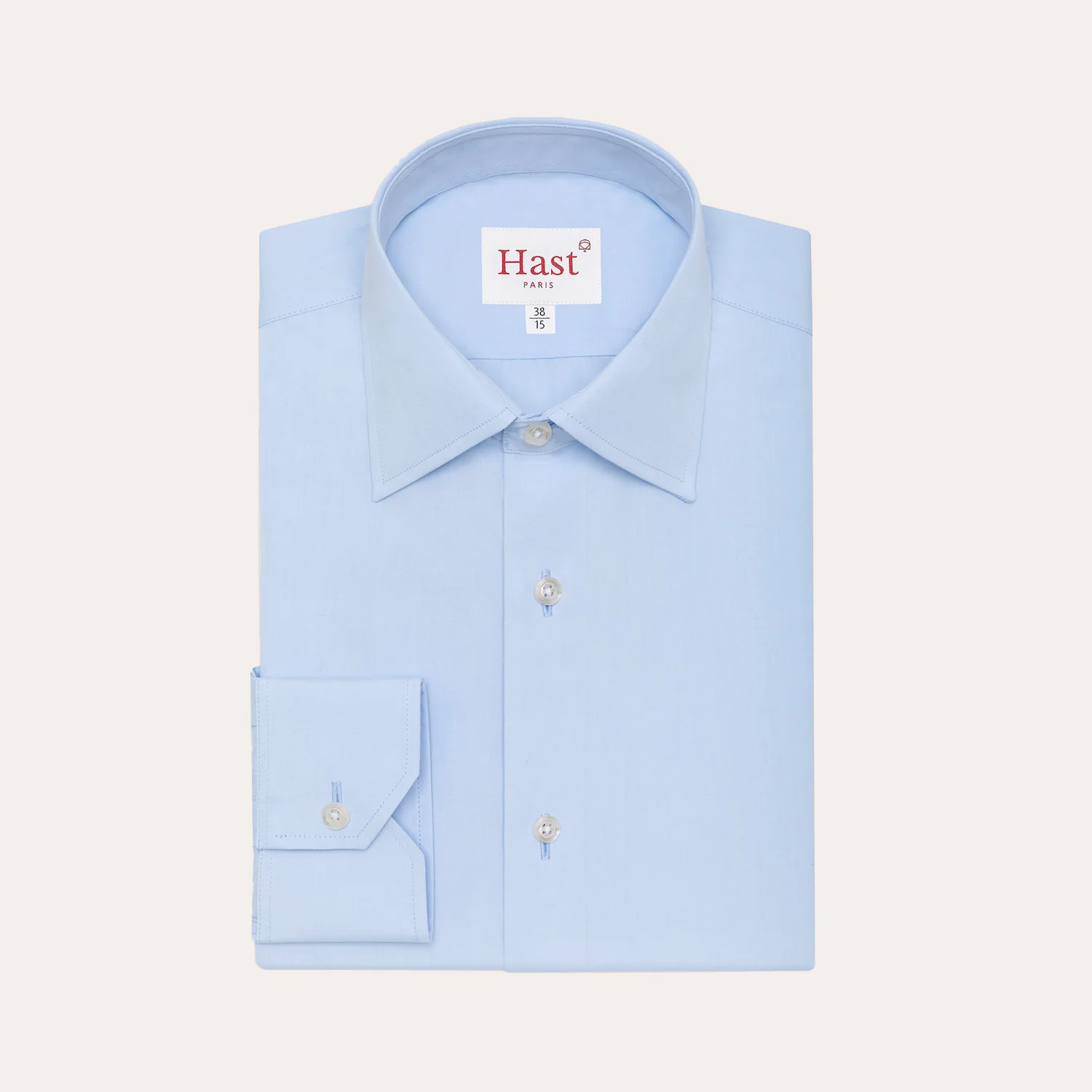 Fitted shirt in sky blue double-twisted poplin