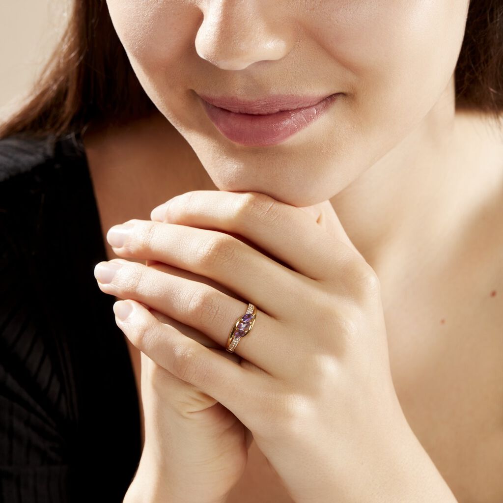 Bague Lukretia Or Jaune Amethyste Et Oxyde De Zirconium