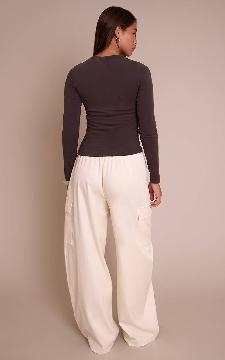 Crème Pantalon Cargo Large Tissé