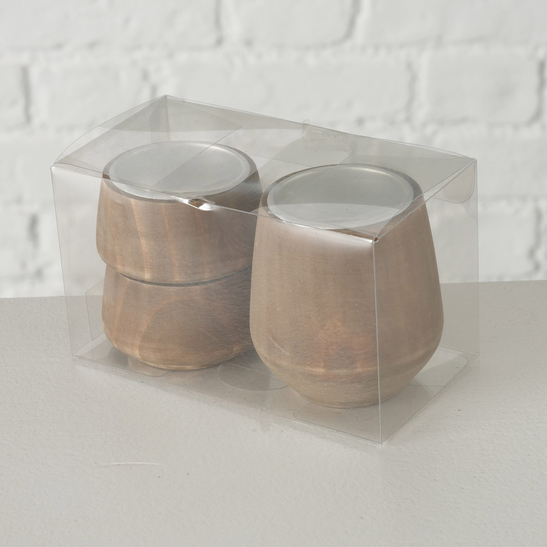 3-teiliges Teelichthalter-Set - beige oder braun - sortiert