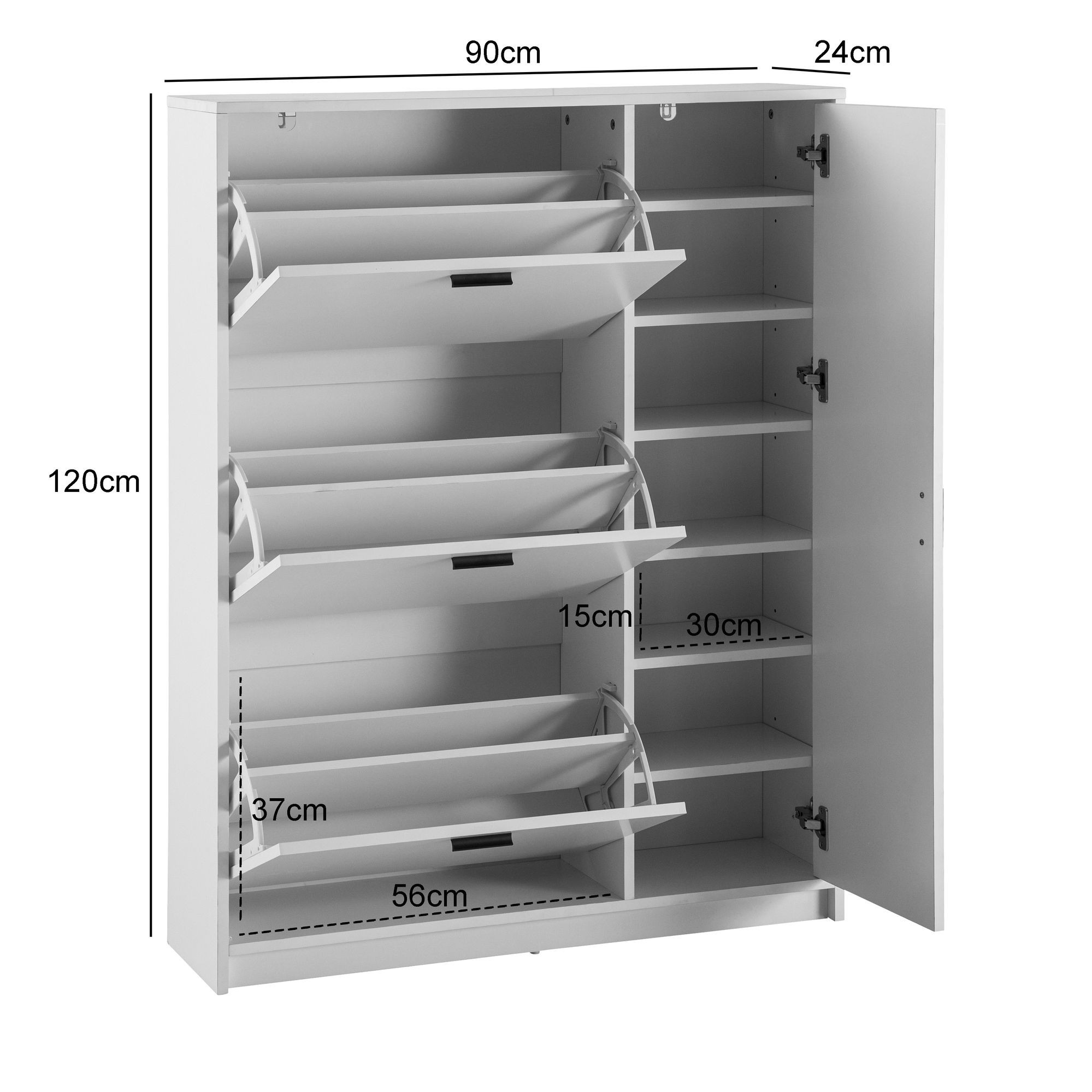 Schuhschrank FineBuy Schuhkipper Garderobe Weiß Schuhkommode Flurschrank Modern