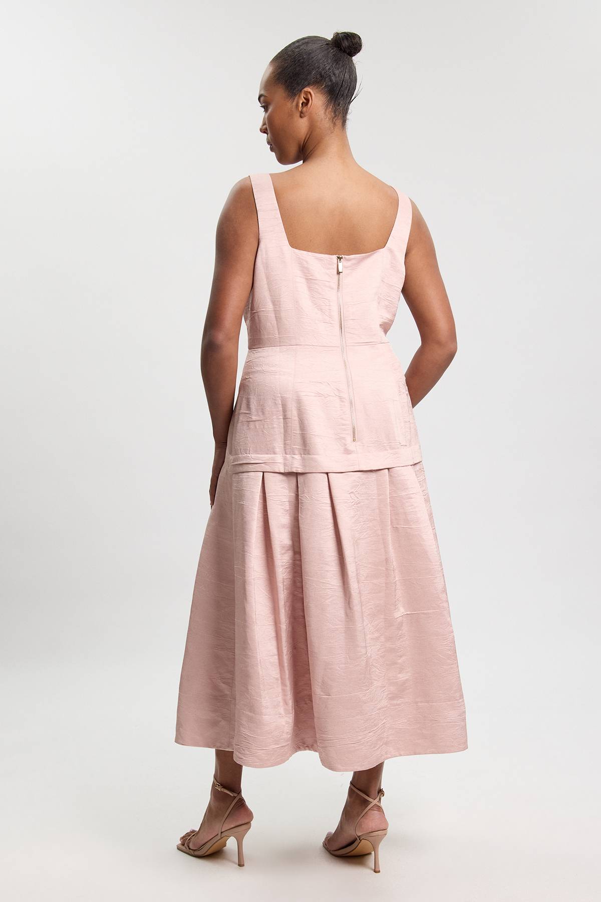 KarenMillen Robe Midi Grande Taille En Twill Texturé Ajusté Avec Jupe Ample