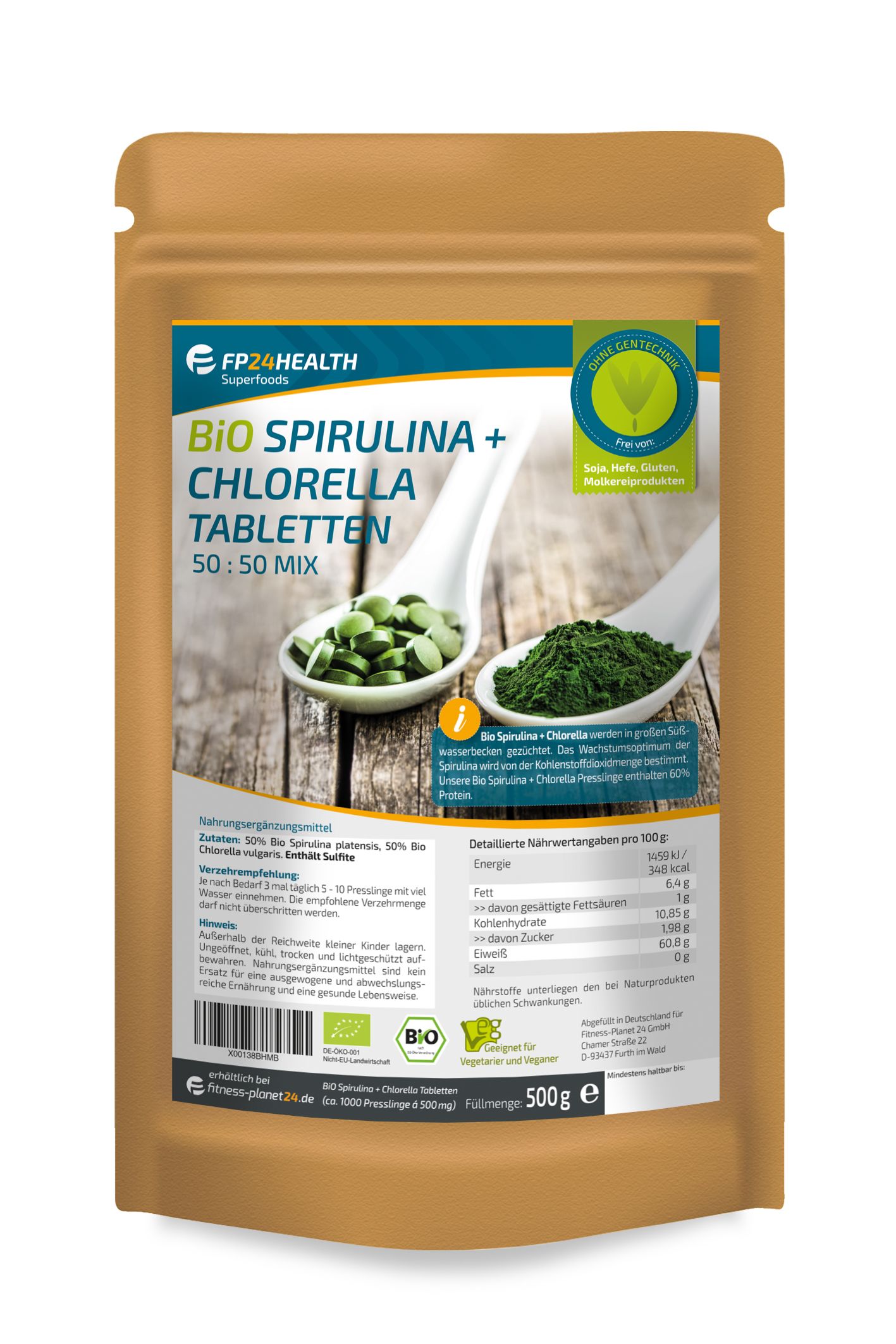 FP24 Health Bio Spirulina + Chlorella Tabletten 500mg