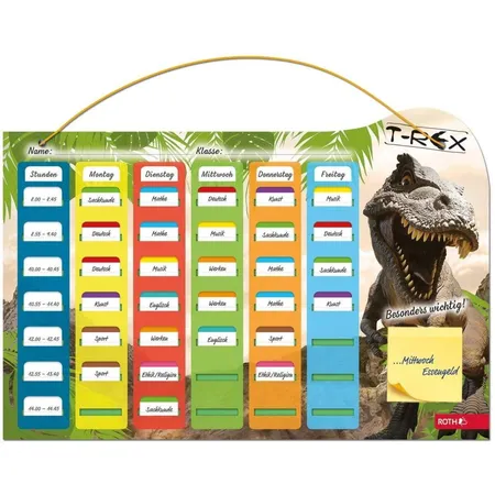 Roth Stundenplan Tyrannosaurus Steck Fix Klipp & Klar Tagesfarben, A3