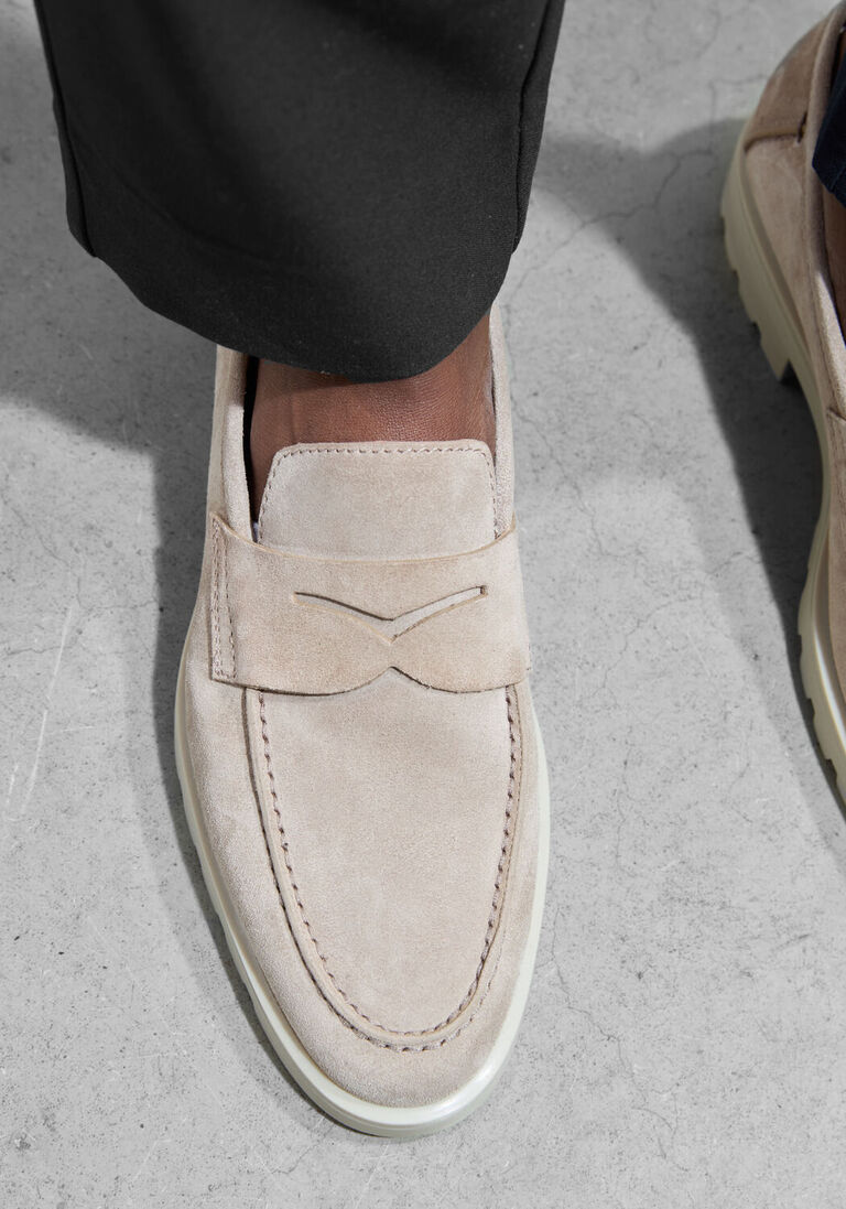 taupe santoni loafers sue penny loafer gz