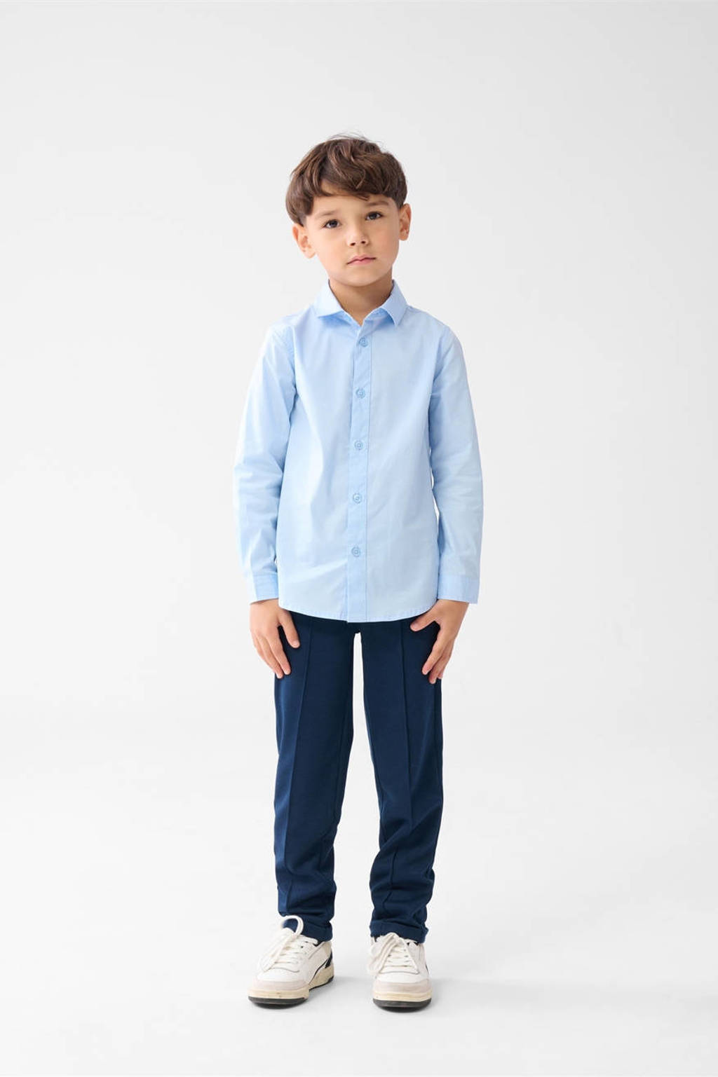 Shoeby slim casual broek donkerblauw