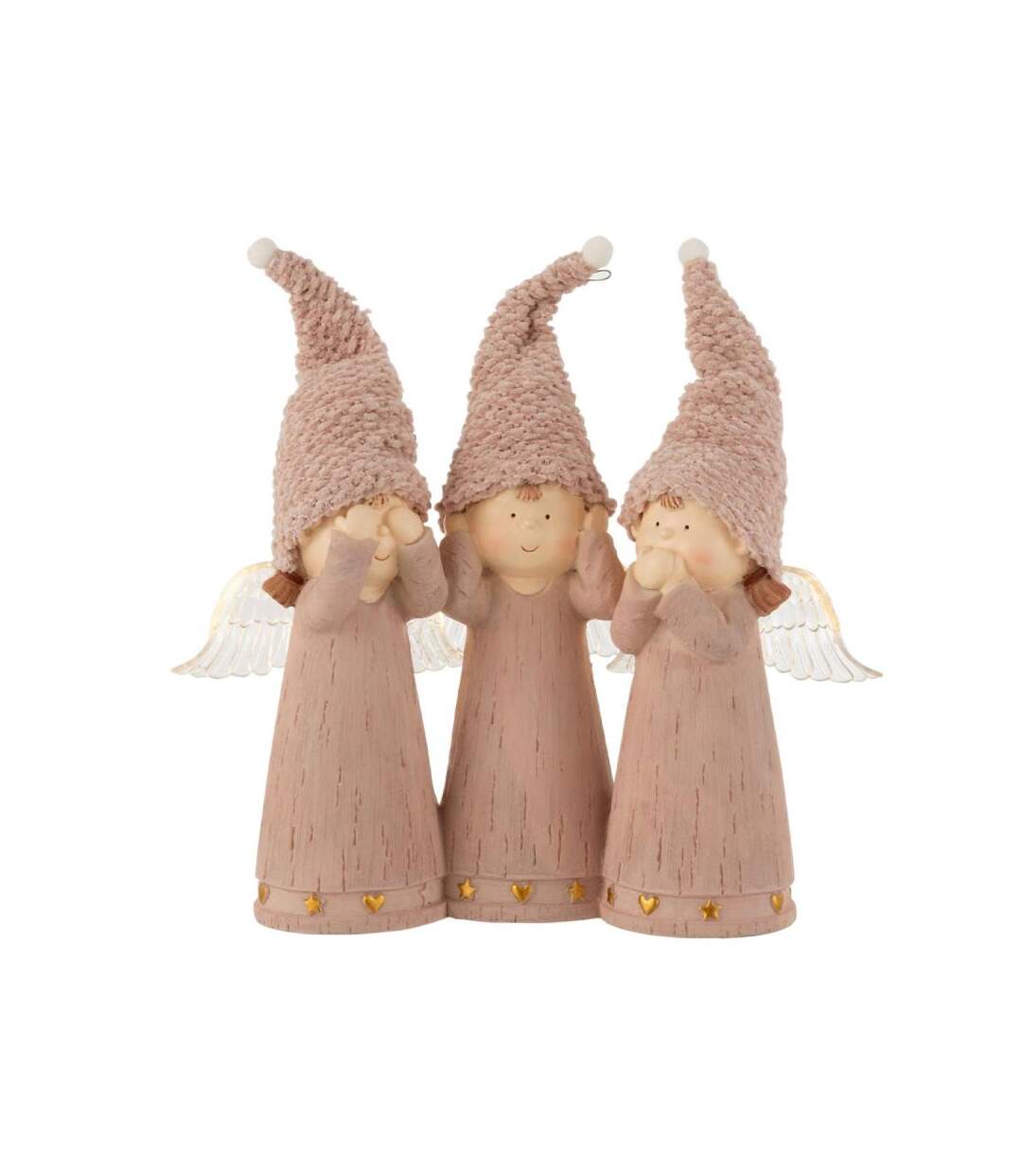 Paris Prix - Statuette Déco Led 3 Anges 28cm Rose