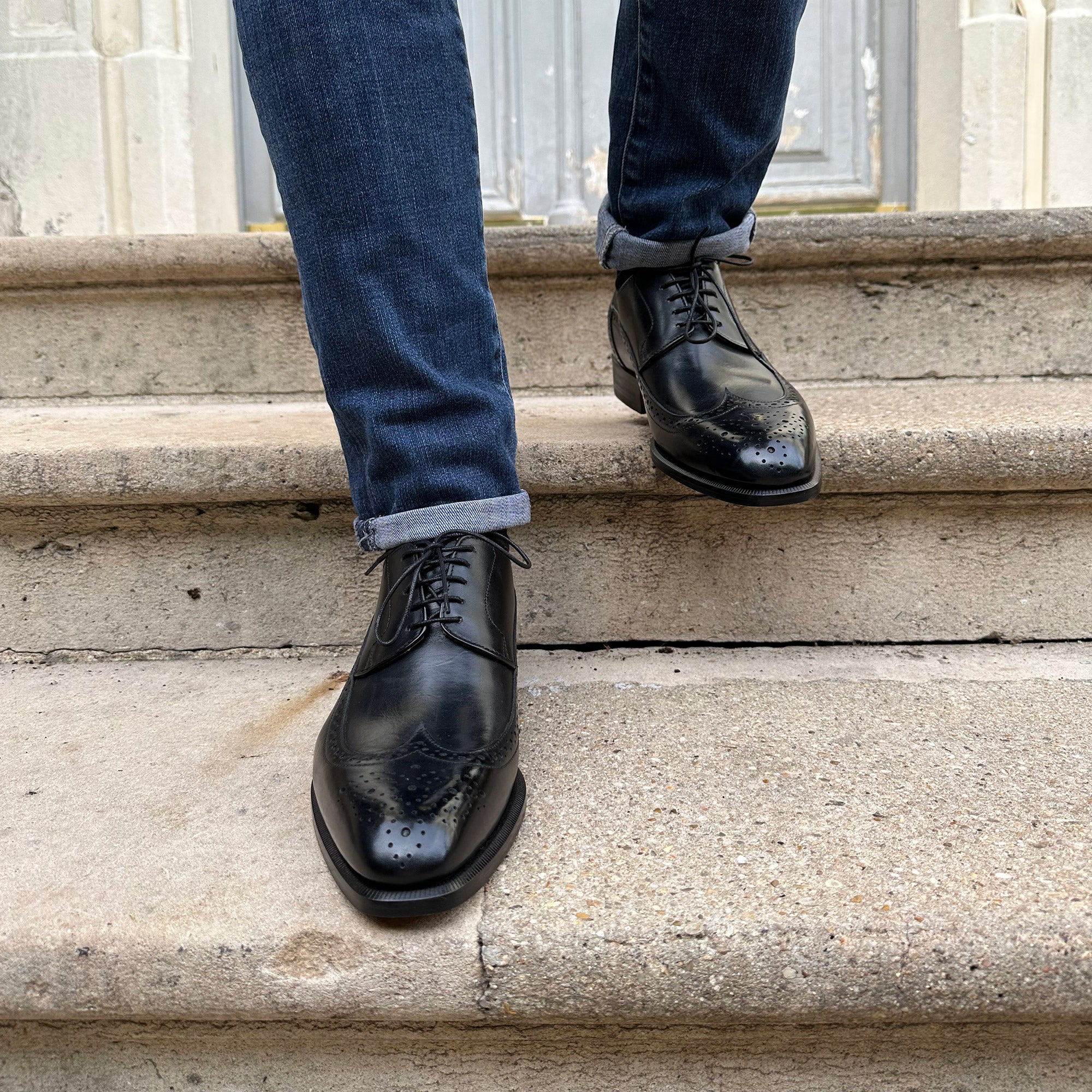 Derby Brogue à bout golf noir Savio 305