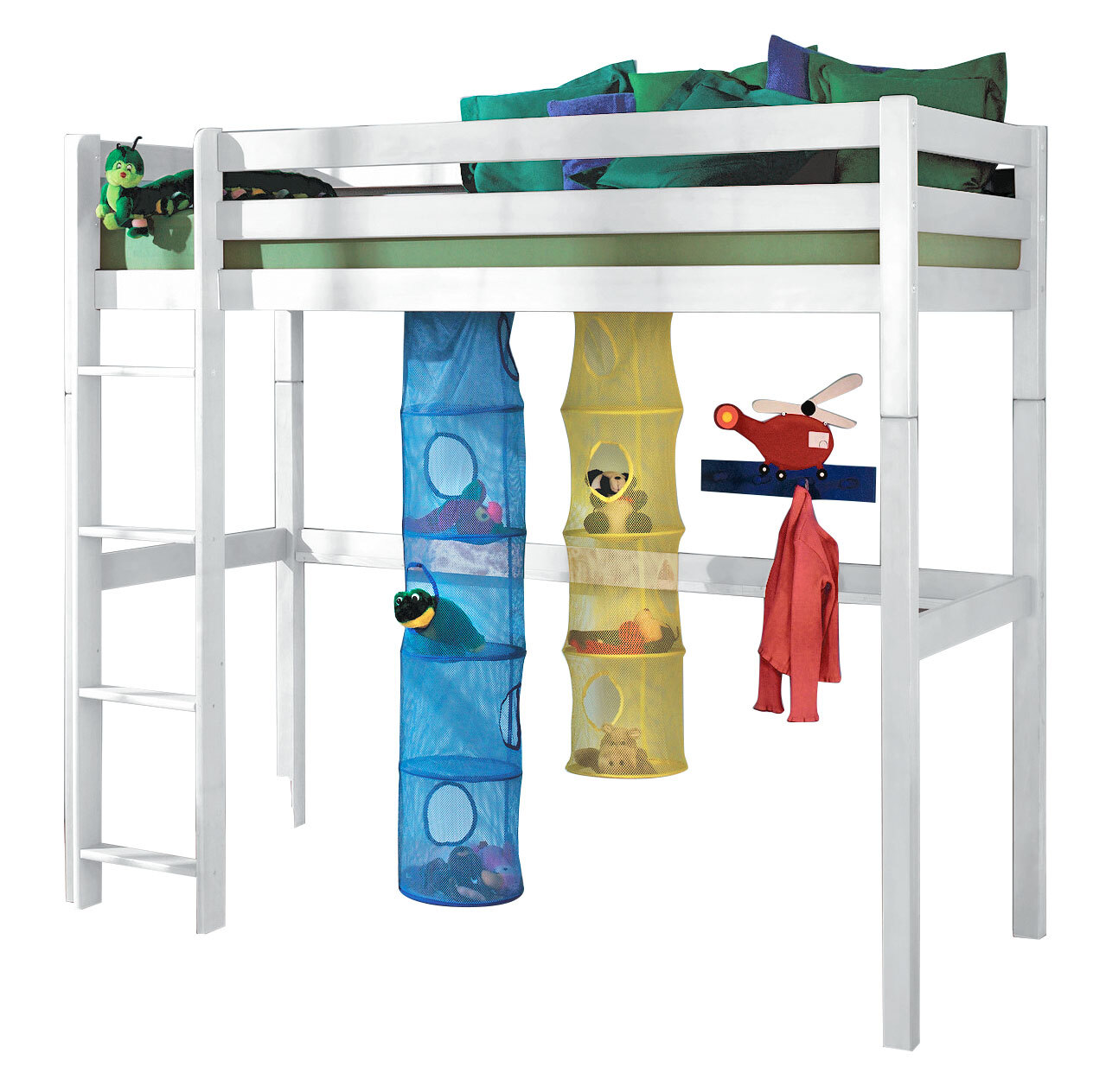 Hochbett 90 x 200 cm Buche Massiv weiß