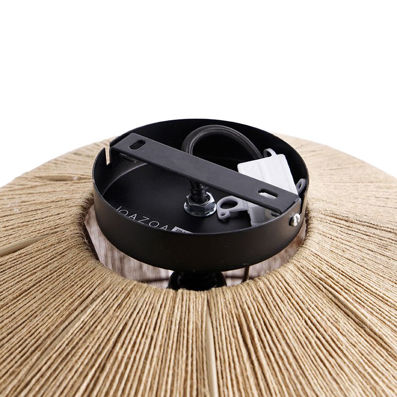 Oosterse plafondlamp zwart met touw - Riki